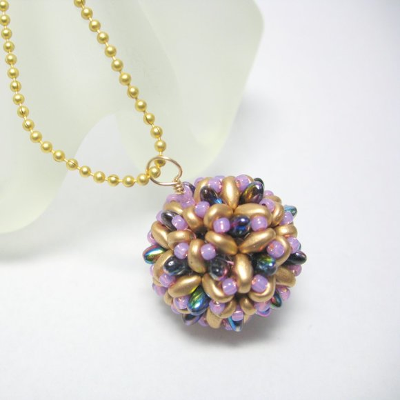 Handwoven Beaded bead Pendant Necklace - Picture 3 of 8